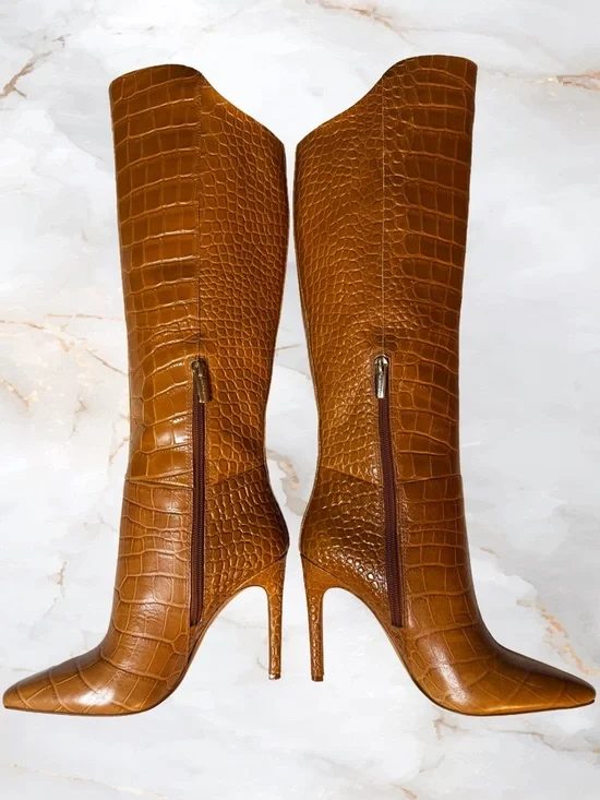 Vince Camuto Fenindy Knee High Stiletto Boots Tawny Birch 5.5 - Picture 7 of 8